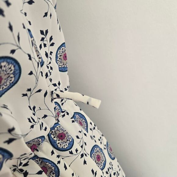 Vintage Breli 80s Secretary Shirt Dress Printed Pleated Midi Skirt Women 10 - Picture 11 of 13